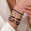 6Pcs 6 Styles Bohemian Style Alloy and Resin Synthetic Quartz Crystal Bracelet Sets FS-WG14188-04-1