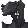 Natural Cultured Freshwater Pearl Cross Dangle Earrings EJEW-TA00723-3