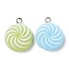 Translucent Resin Flat Round Pendants RESI-A025-03-2