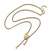 304 Stainless Steel Crystal Rhinestone Clover Lariat Necklaces NJEW-V001-07G-2
