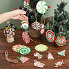 Christmas Wooden Pendant Decorations and Paper Flag Banners AJEW-NB0006-09-3