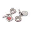 Rack Plating Alloy Light Rose Rhinestone European Dangle Charms FIND-C055-27P-04-2
