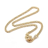 Cubic Zirconia Leopard Pendant Necklace with Brass Curb Chains for Women NJEW-G096-01G-04-1