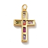 Cross Brass Micro Pave Colorful Cubic Zirconia Pendants X-KK-G419-29G-3