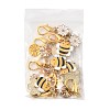 10Pcs 2 Styles Alloy Enamel Bee with Flower Pendant Decorations HJEW-FS00061-6