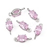 SHEGRACE Brass Pave Cubic Zirconia Oval Connector Charms XGRQ2O046-437B-P-2