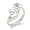 Non-Tarnish 304 Stainless Steel Heart Open Cuff Ring for Women RJEW-A043-31P-1