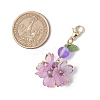 Flower Synthetic Moonstone & Glass Pendant Decorations HJEW-TA00337-01-3