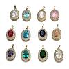 Golden Plated Brass Micro Pave Clear Cubic Zirconia Pendants ZIRC-F123-02-1