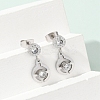 Flat Round 304 Stainless Steel Micro Pave Clear Cubic Zirconia Dangle Stud Earrings EJEW-Z089-28P-3