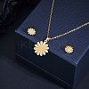 316 Surgical Stainless Steel Daisy Stud Earrings and Pendant Necklace JX377A-2
