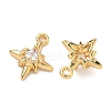 Brass Micro Pave Cubic Zirconia Star Charms KK-A281-13D-G-2