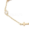 Brass Pave Clear Cubic Zirconia Flat Round Cross Bracelet Making AJEW-JB01356-3