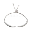 Brass Pave Clear Cubic Zirconia Square Slider Bracelet Making BJEW-U005-02P-1