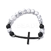 Round Synthetic Howlite &  Natural Lava Rock Bead Stretch Bracelets BJEW-F493-04EB-02-2