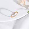 1Pc Brass Micro Pave Cubic Zirconia Cuff Rings for Women RJEW-LP0002-23G-3