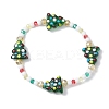 Round & Christmas Tree Glass Beaded Stretch Bracelets for Women X1-BJEW-TA00503-1