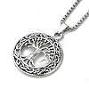 Alloy Tree of Life Pandant Necklace with Stainless Steel Box Chains LS-NJEW-K245-007-1