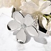 Flower 304 Stainless Steel Open Cuff Ring for Women RJEW-R006-03P-02-2