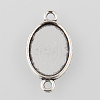 Antique Silver Tibetan Style Alloy Flat Oval Cabochon Connector Settings X-TIBE-M022-06AS-1