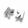Alloy Initial Slide Charms with Grade A Rhinestones ALRI-R032-K-FF-2