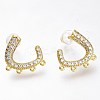 Brass Micro Pave Clear Cubic Zirconia Stud Earring Findings ZIRC-I049-27G-1