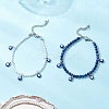 2Pcs Natural Lapis Lazuli and Rainbow Moonstone Beaded Charm Bracelets BJEW-JB12592-2