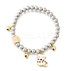 Brass Enamel Round Beads Charm Bracelets for Women BJEW-D317-11C-PG-4