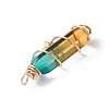 2Pcs 2 Style Two Tone Glass Double Terminated Point Beads Pendants Set PALLOY-JF02538-01-4