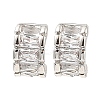 Brass Pave Clear Cubic Zirconia Curved Rectangle Stud Earrings EJEW-G362-10P-1