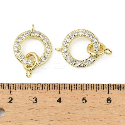 Brass Micro Pave Clear Cubic Zirconia Ring Connector Charms KK-H527-25G-1