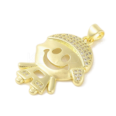 Rack Plating Brass Cubic Zirconia Pendants KK-S380-30G-02-1