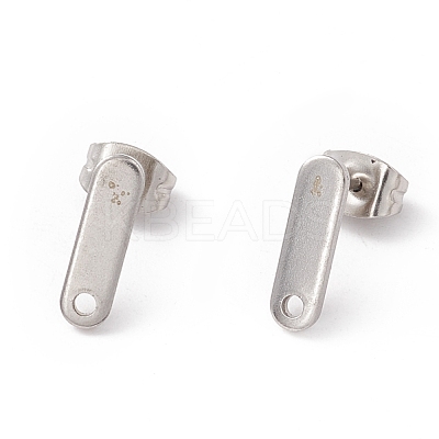 Non-Tarnish 201 Stainless Steel Stud Earring Findings with Hole EJEW-A071-16P-1