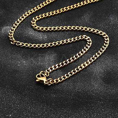 304 Stainless Steel Curb Chain Necklaces X-NJEW-H492-01G-1