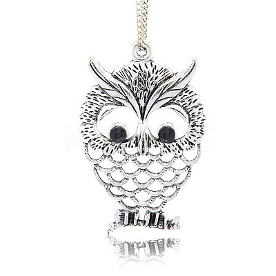 Antique Silver Plated Alloy Rhinestone Owl Big Pendants LS-PALLOY-N0071-01-1