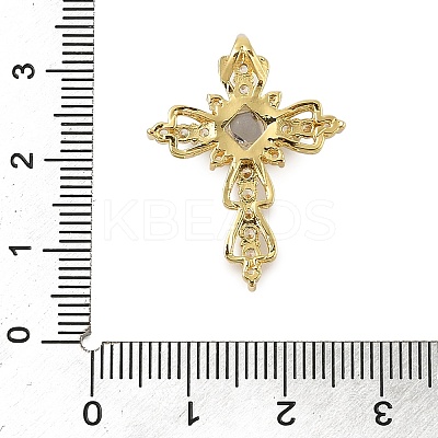 Brass Micro Pave Cubic Zirconia and Glass Pendants KK-M315-01G-04-1