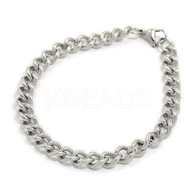 Tarnish Resistant 304 Stainless Steel Curb Chain/Twisted Chain Bracelets LS-STAS-A028-B143P-1