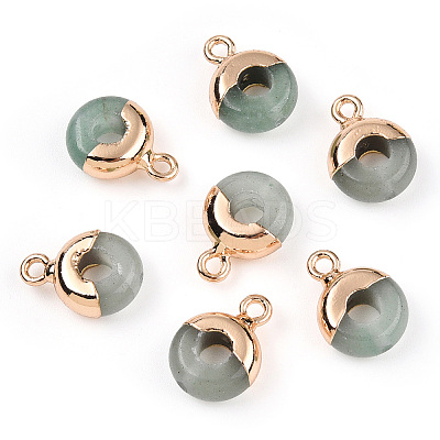 Natural Green Aventurine Flat Round/Donut Charms G-I347-11-1