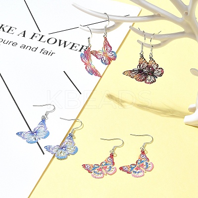 DIY Butterfly 430 Stainless Steel Etched Metal Embellishments Dangle Earring Jewelry Making Kits DIY-FS0007-46-1