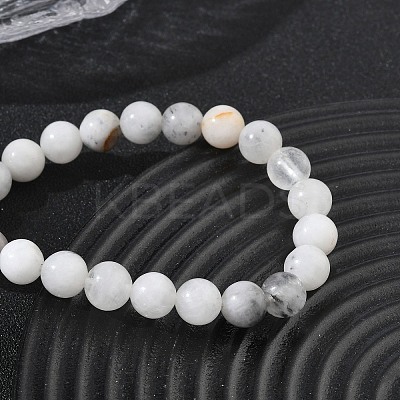Natural Tourmalinated Quartz Round Beaded Stretch Bracelets GG-CBA12F1-02A-11-1