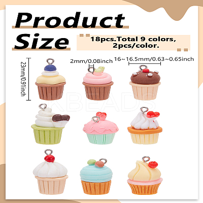 18Pcs 9 Styles Opaque Resin Pendants RESI-LP0001-39-1