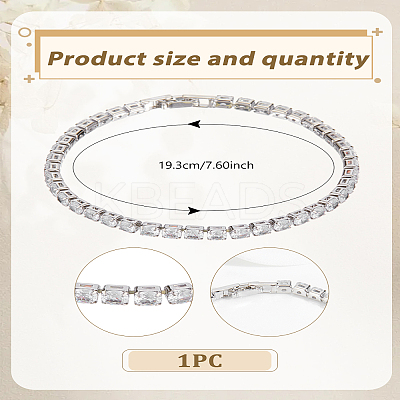 1Pc Brass Rhinestone Cup Chains Bracelets for Women BJEW-LP0015-19P-1