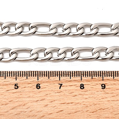 7MM 304 Stainless Steel Figaro Chain Necklaces for Women Men NJEW-B134-04A-P-1