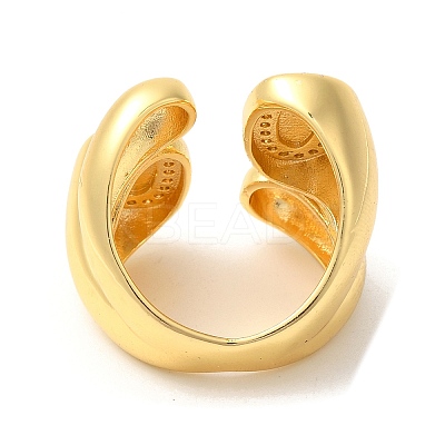 Oval Brass Micro Pave Clear Cubic Zirconia Open Cuff Rings RJEW-U008-19G-1