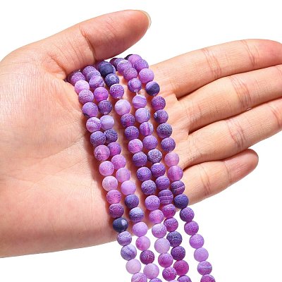 Natural Crackle Agate Beads Strands G-G055-6mm-8-1