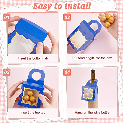 20Pcs 5 Styles Square Kraft Paper Festival Gift Storage Boxes with PVC Window and Hole Handle CON-PH0003-04-1