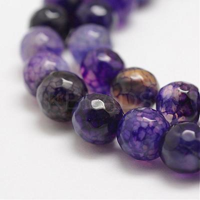 Faceted Natural Crackle Agate Beads Strands G-F447-8mm-G01-1