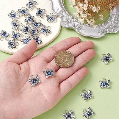 30Pcs Tibetan Style Alloy & Evil Eye Resin Pendants PALLOY-CJ0002-73-1