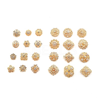 24Pcs 24 Style Exquisite Alloy Rhinestone Brooches Set JEWB-SZ0001-44B-1