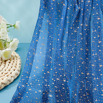 2M Star Pattern Polyester Gold Stamping Fabric AJEW-WH0061-035D-1